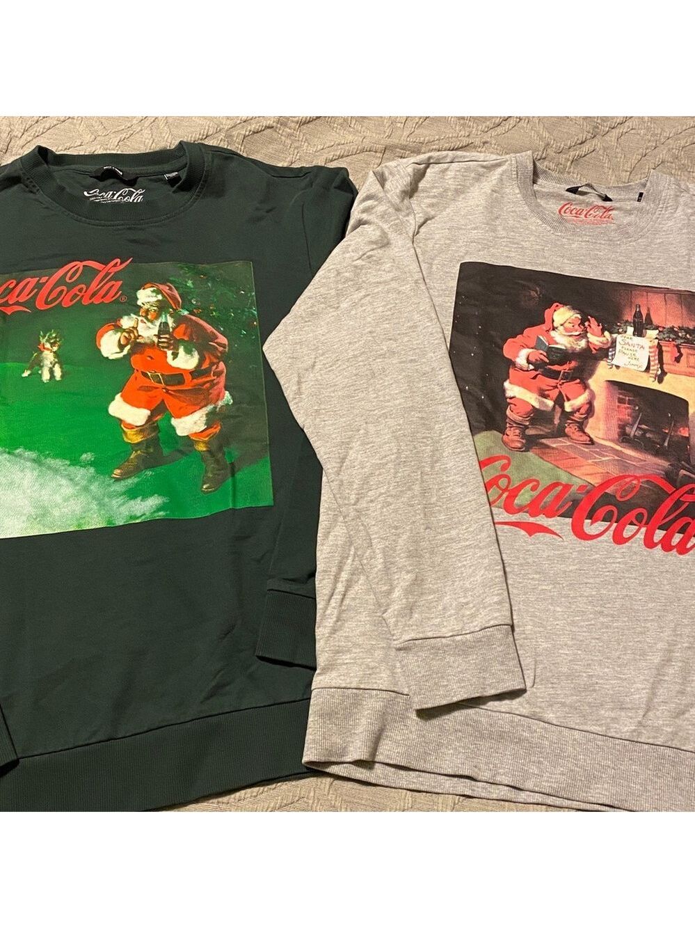 NWOT Only Sons GREY Coca Cola Santa top. medium